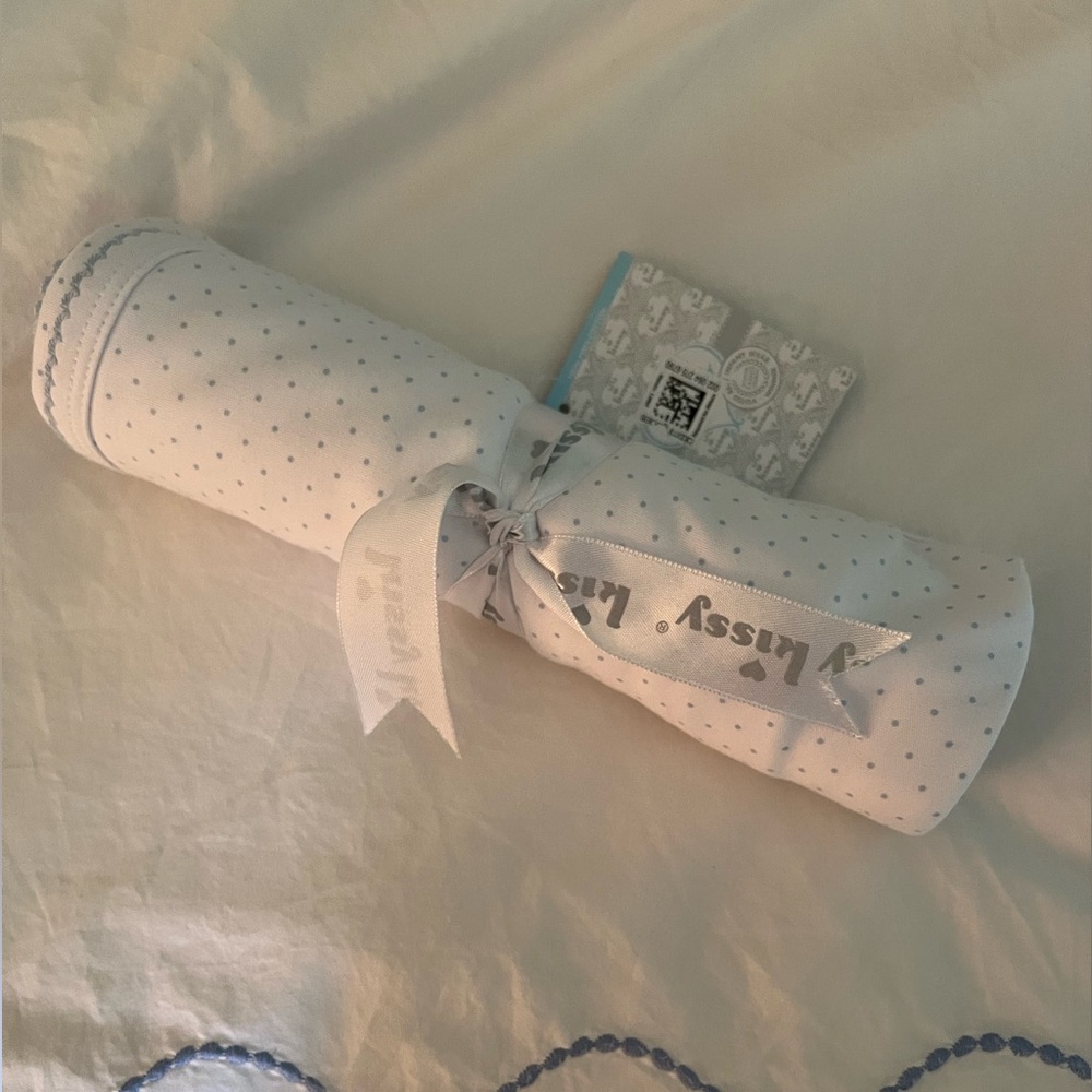 Kissy Kissy Baby Blanket NWT Blue Dot